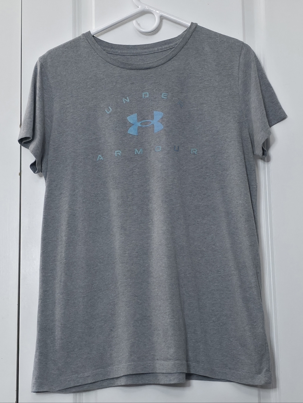 Under Armour Gray Short-Sleeve Logo Tee with Light Blue Accent